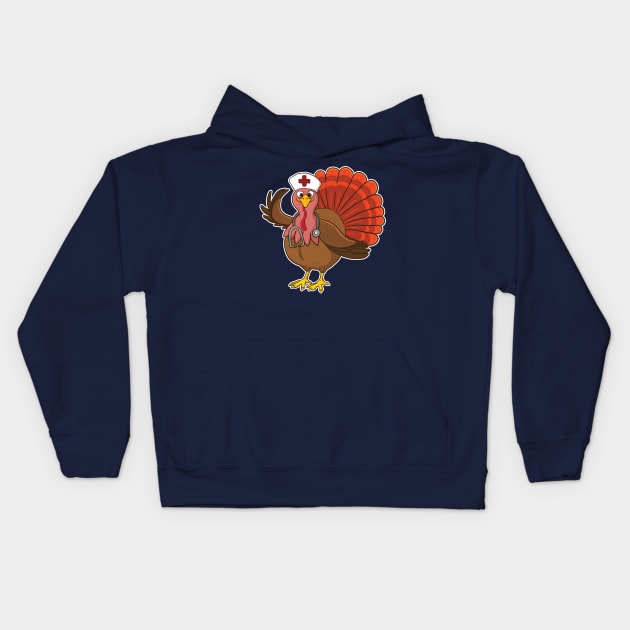 RN Nurse Turkey Thanksgiving Kids Hoodie by E